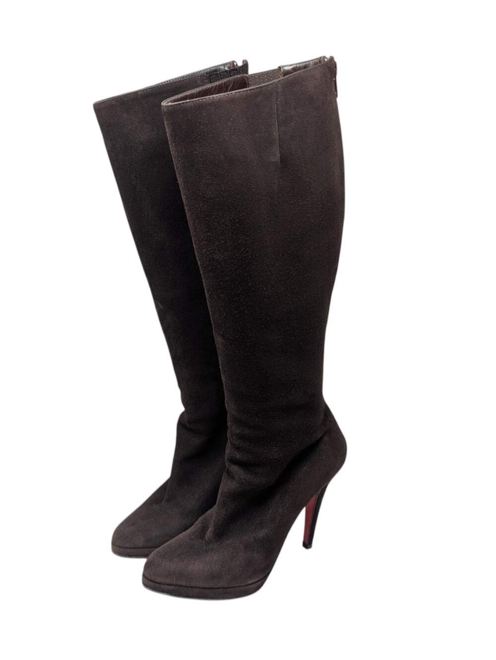 Christian Louboutin Bianca Botta Brown Suede Platform Knee High Boot Size EU37.5